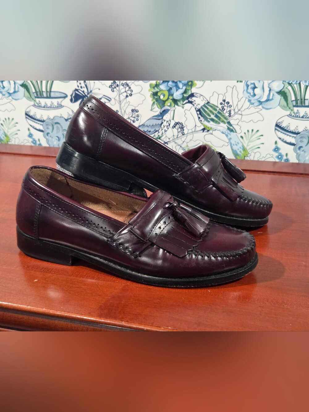GH Bass Weejuns Layton Kiltie Tassel Loafers Burgundy Leather Men's 9 M 1017